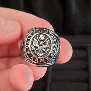 New stainless steel Army ring size 7 8 9 10 11 12.  Gold or silver.